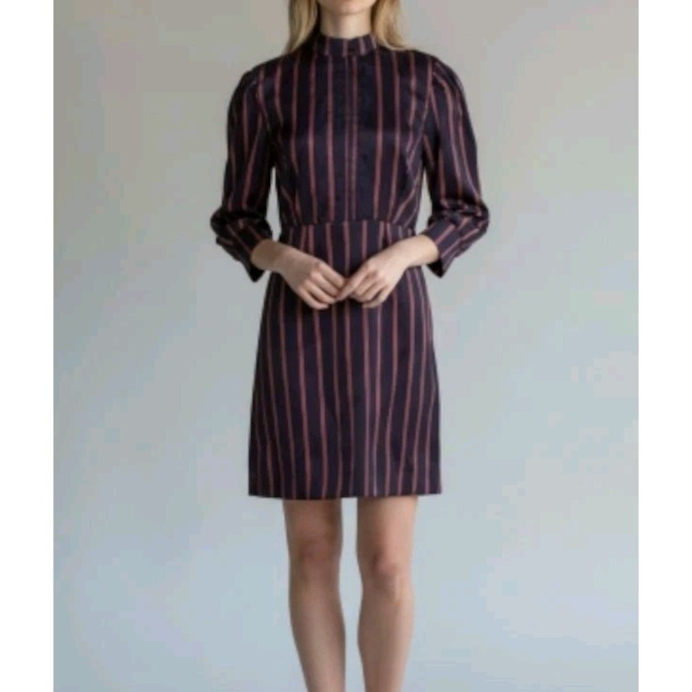 NWT Sandro Striped Dress Women Small (36) Navy Blue French Chic Luxury Designer